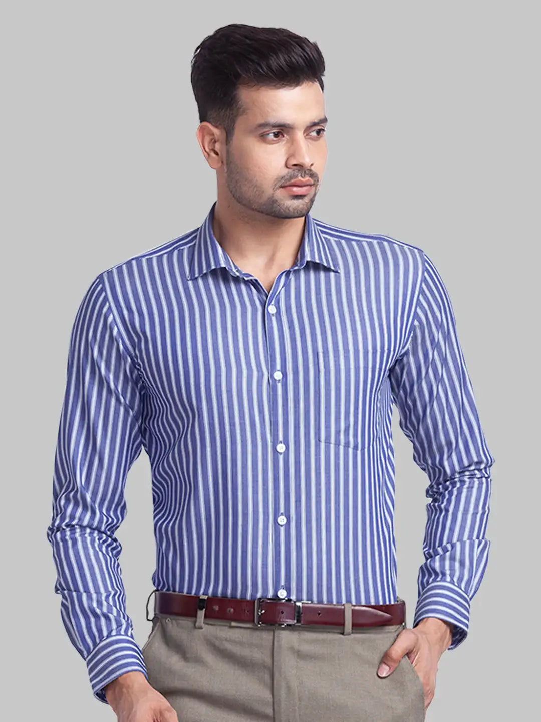 Men Slim Fit blue Shirt