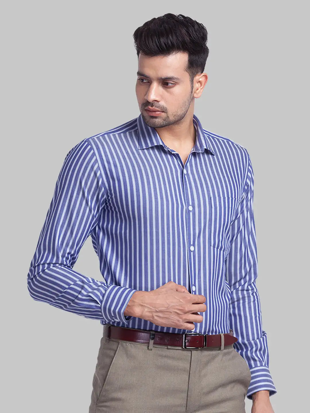 Men Slim Fit blue Shirt