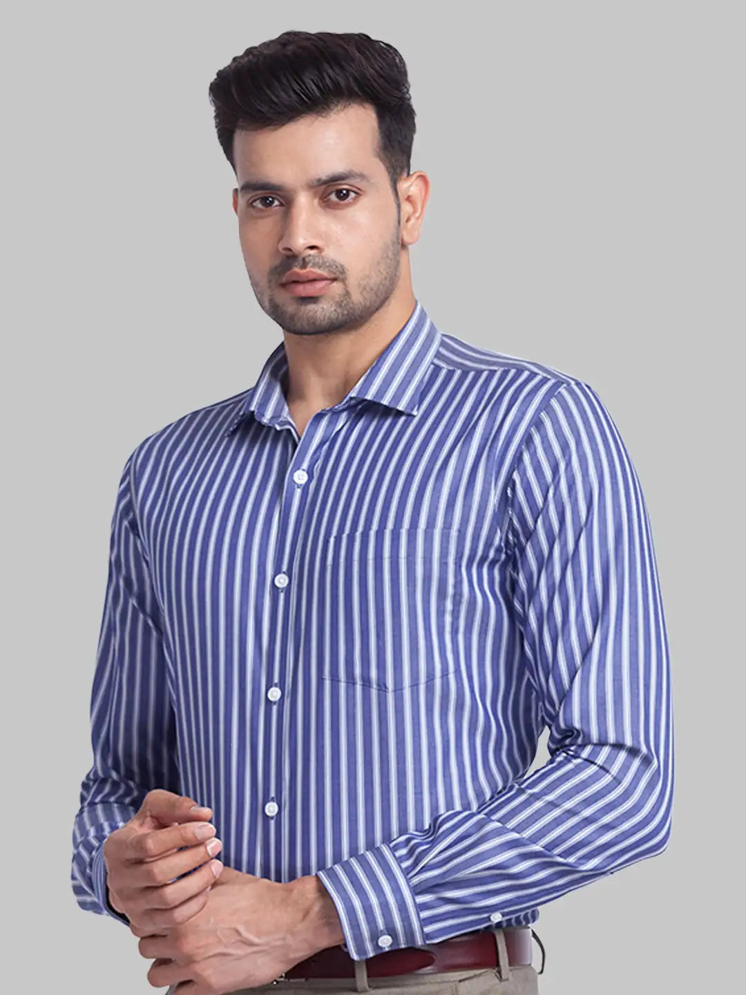 Men Slim Fit blue Shirt