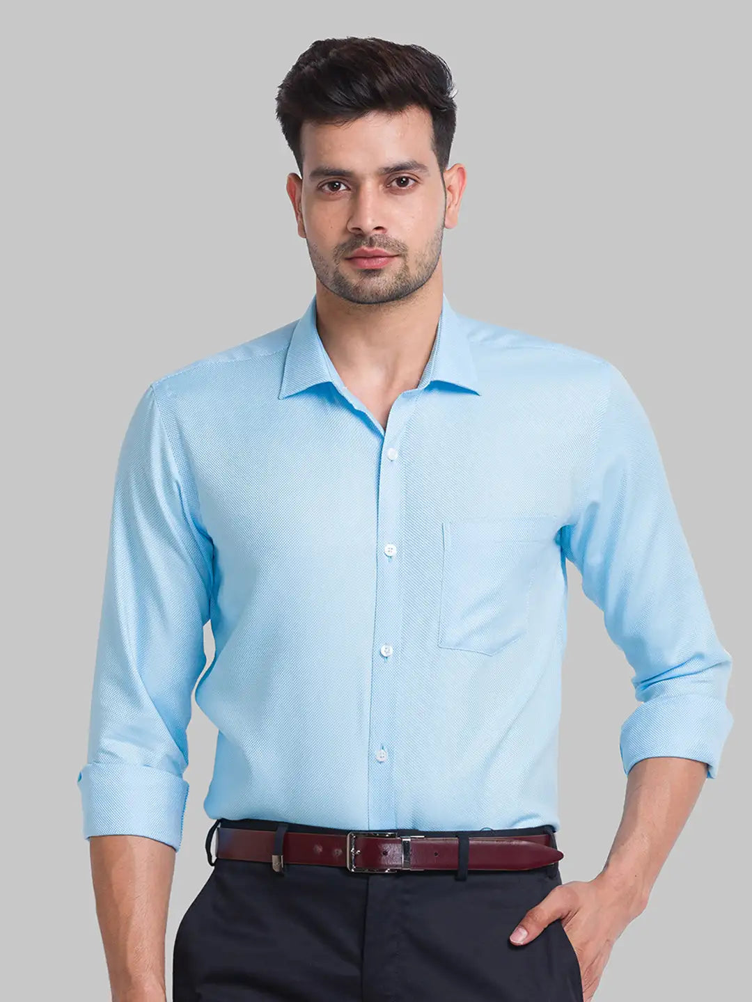 Men Slim Fit Light Green Shirt