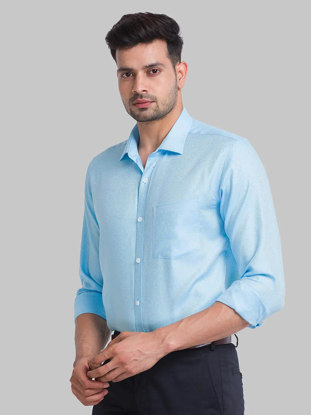 Men Slim Fit Light Green Shirt