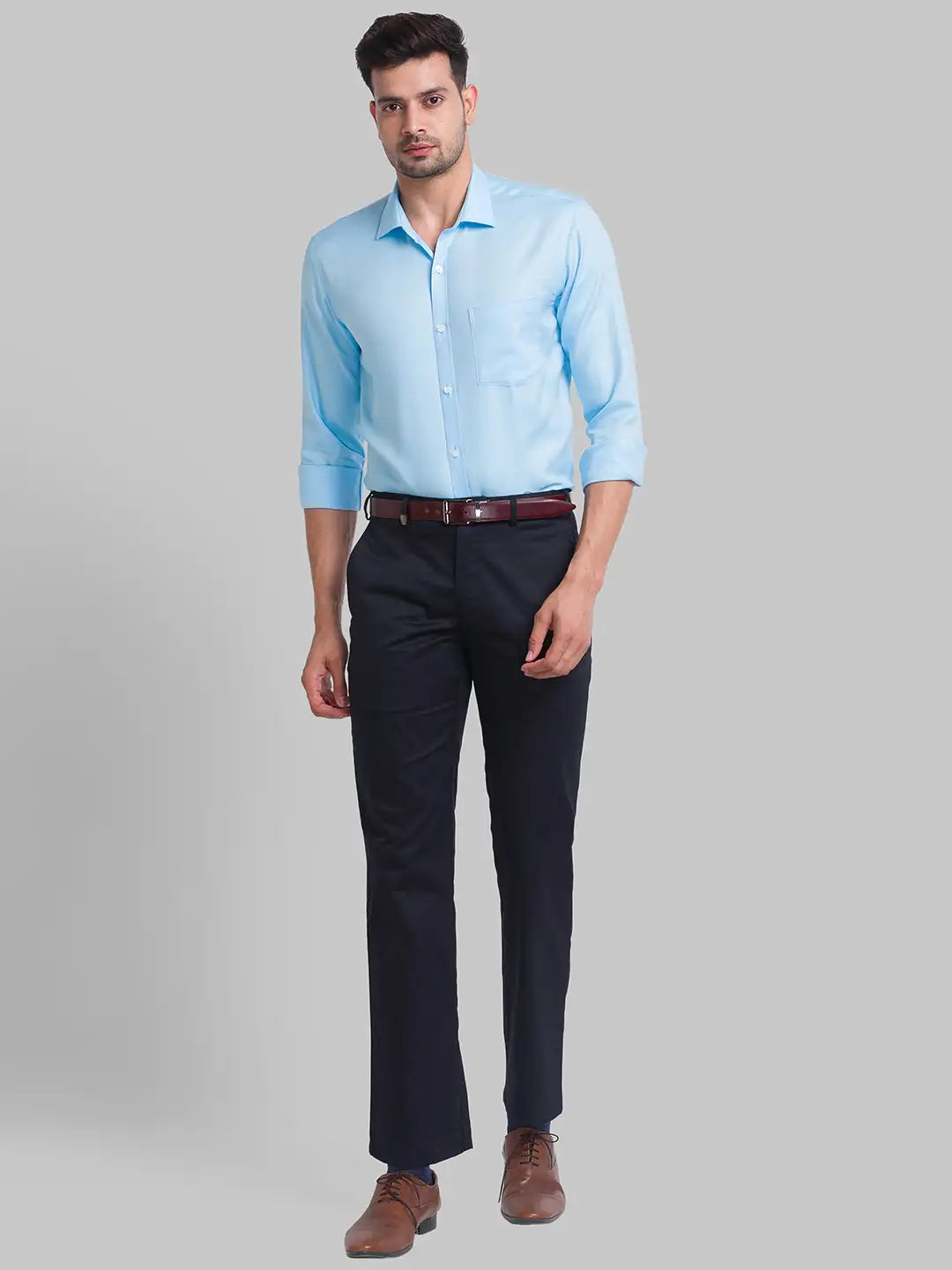 Men Slim Fit Light Green Shirt