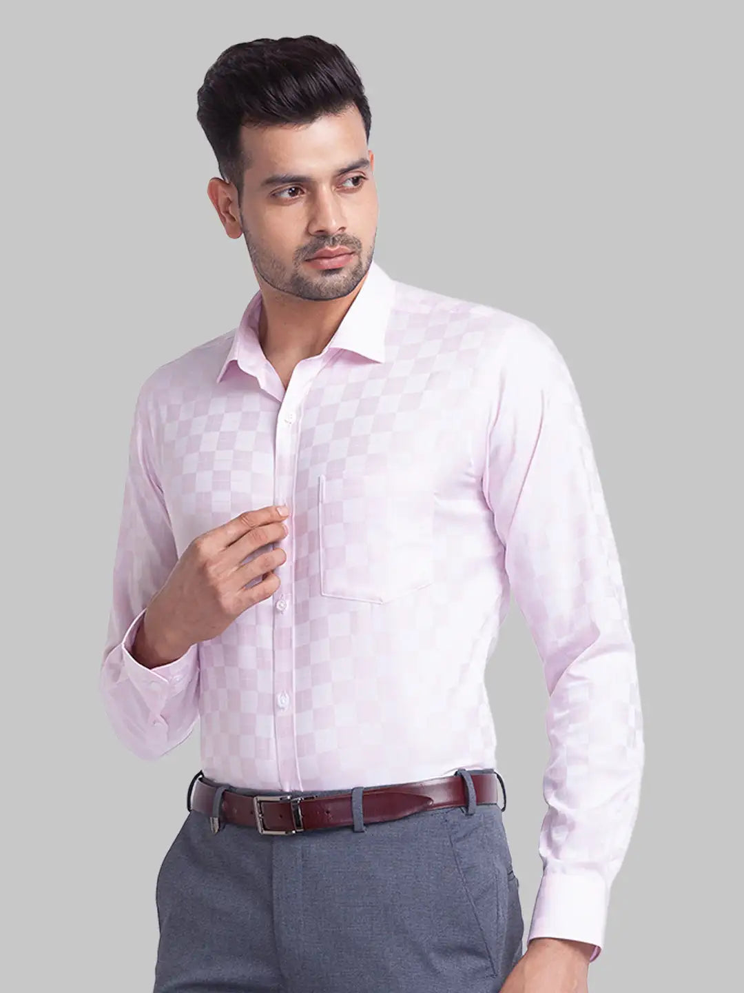 Men Slim Fit Light Green Shirt
