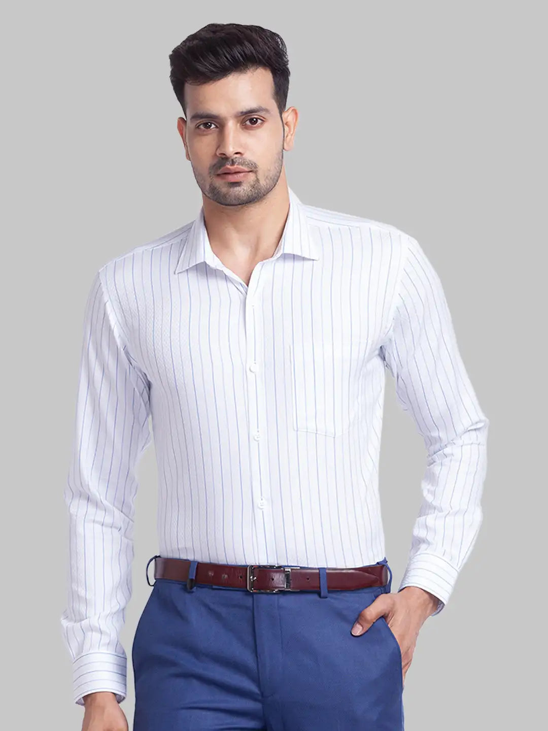 Men Slim Fit Light Green Shirt