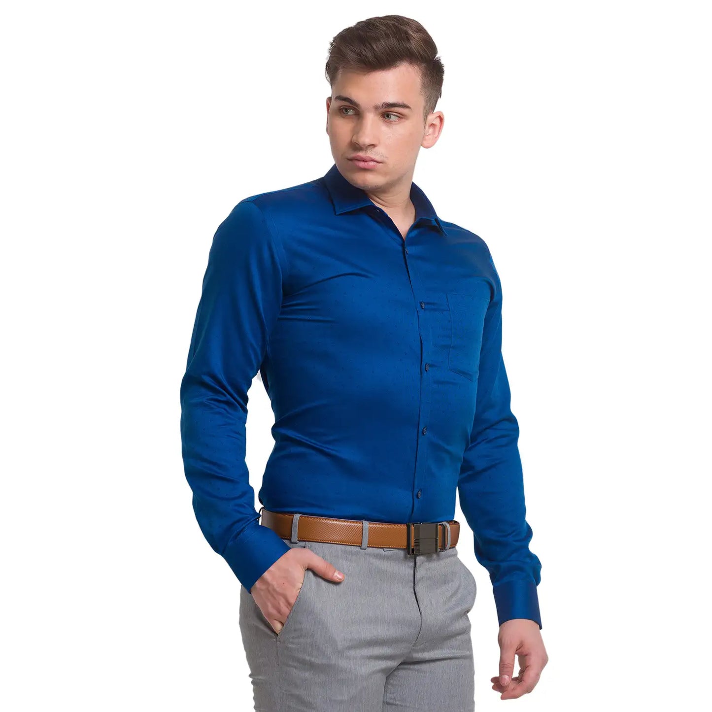 Men Slim Fit Teal Shirt