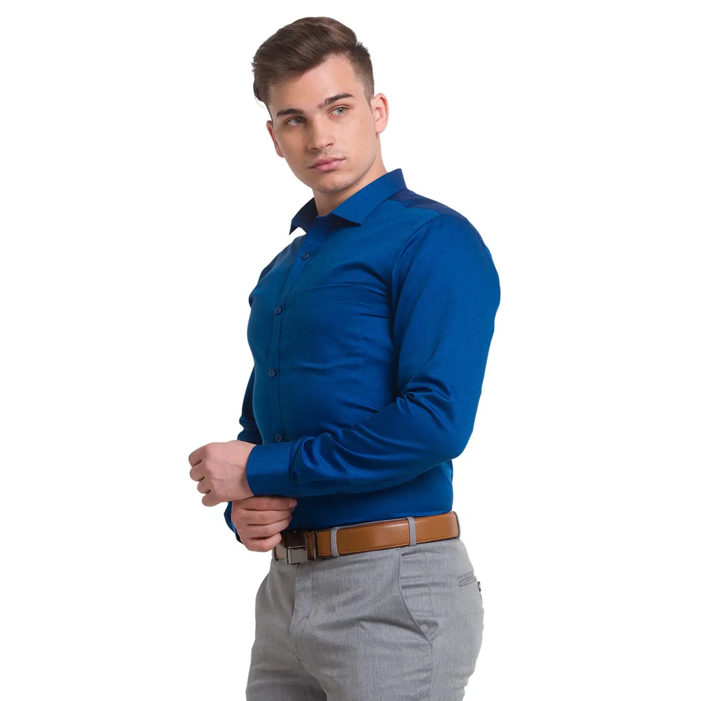 Men Slim Fit Teal Shirt