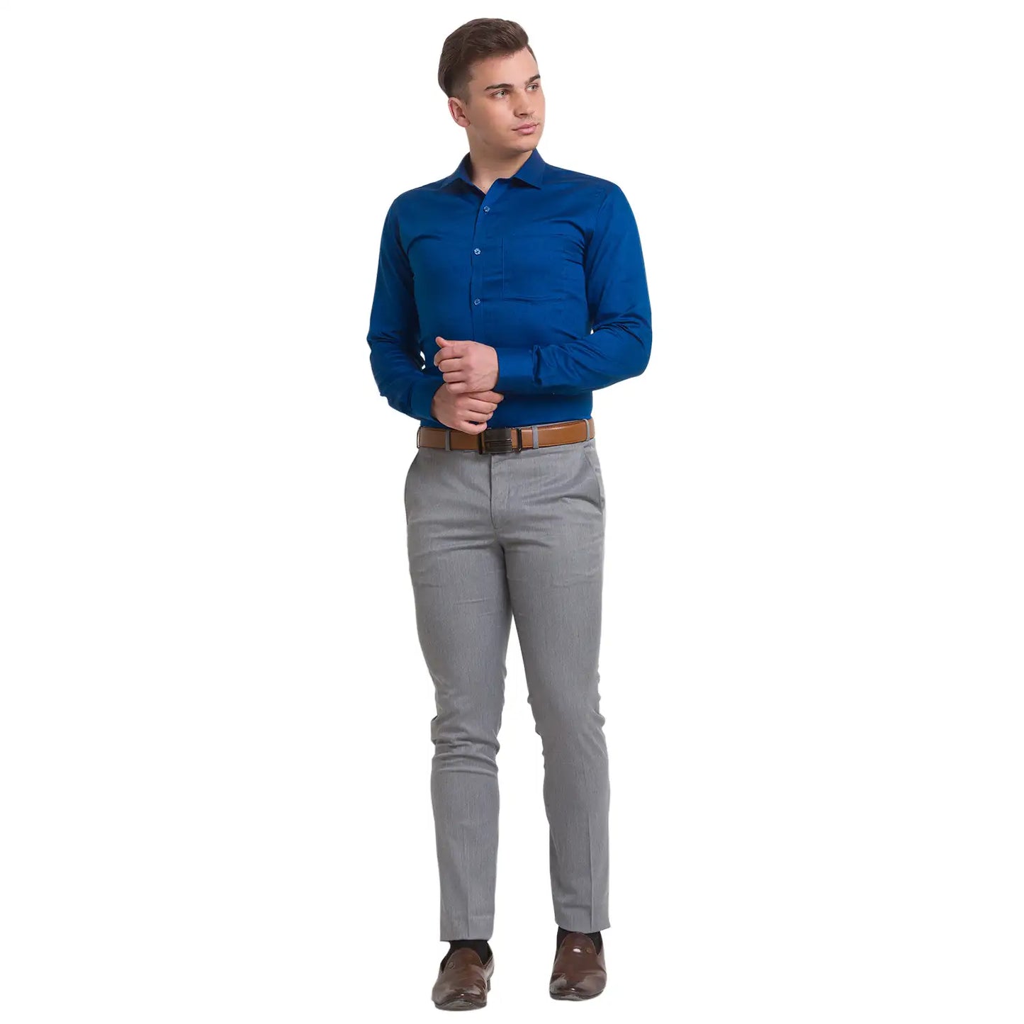 Men Slim Fit Teal Shirt