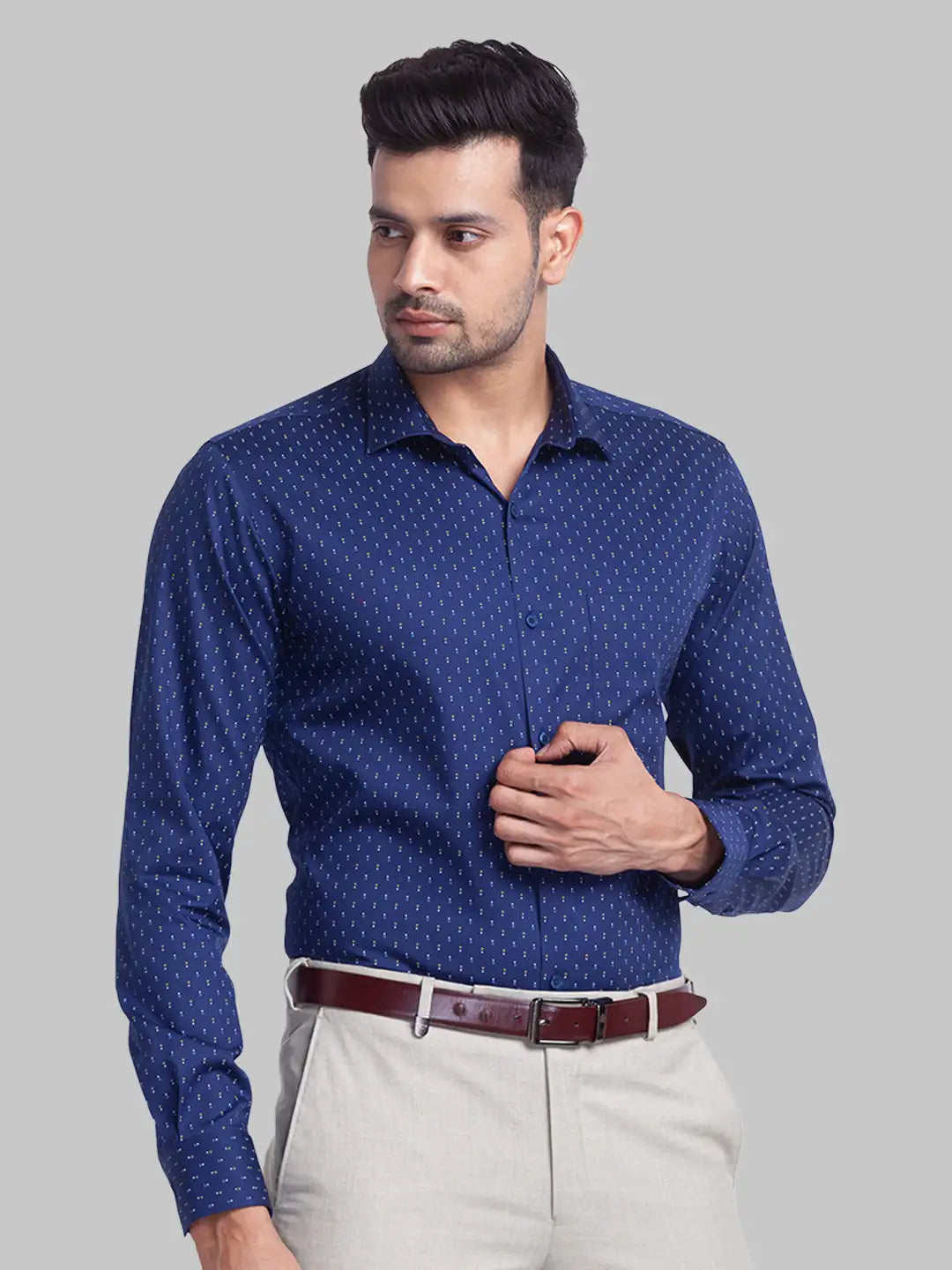 Men Slim Fit Light Blue Shirt