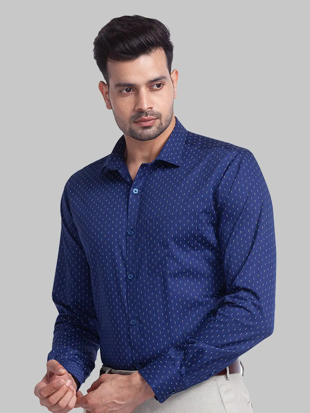 Men Slim Fit Light Blue Shirt