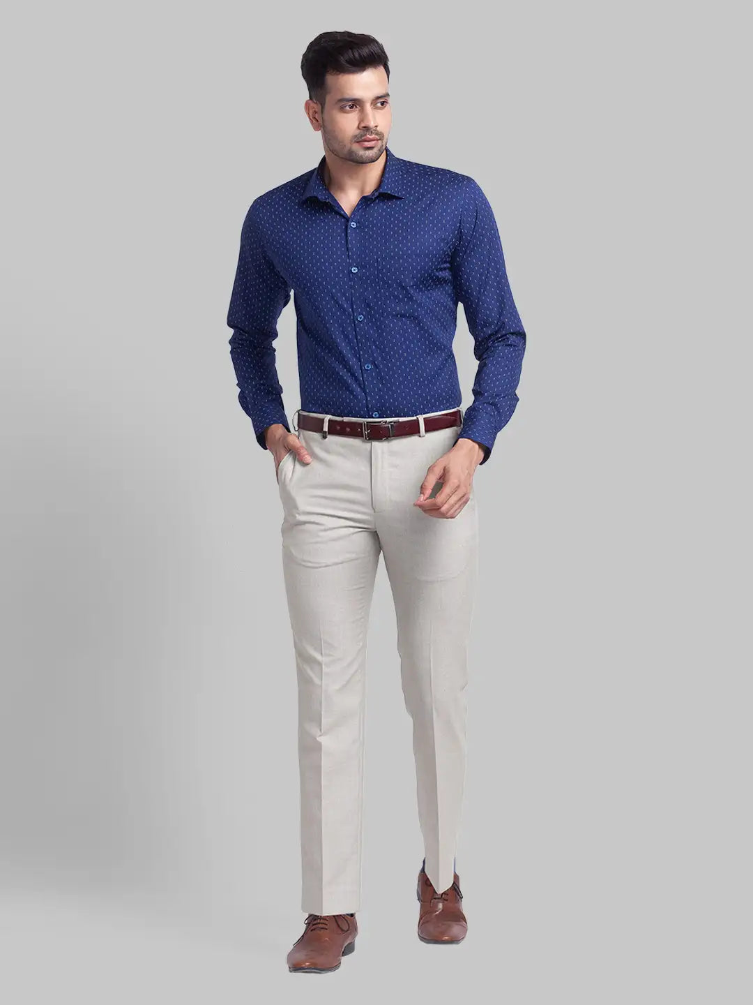 Men Slim Fit Light Blue Shirt