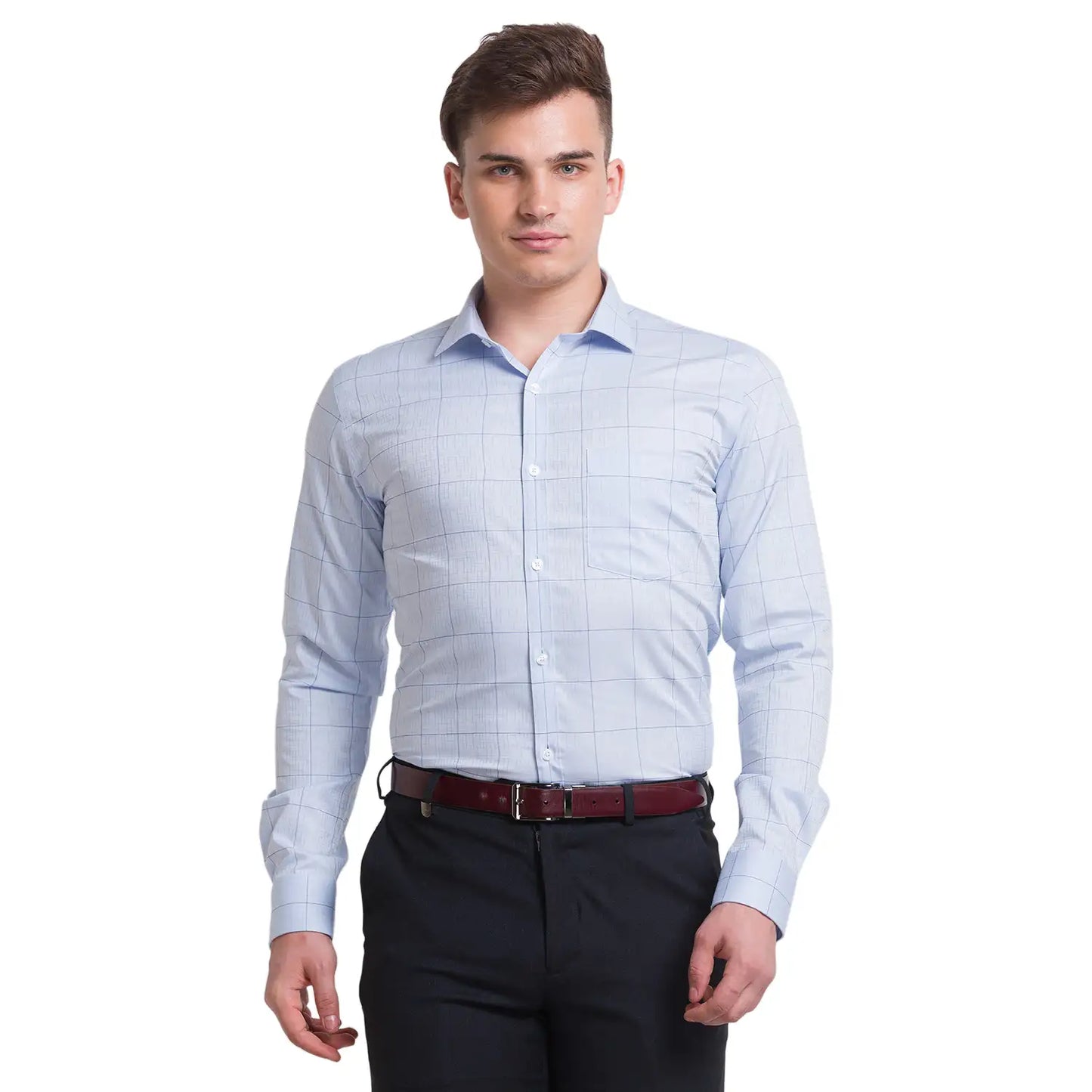 Men Slim Fit Light Blue Shirt