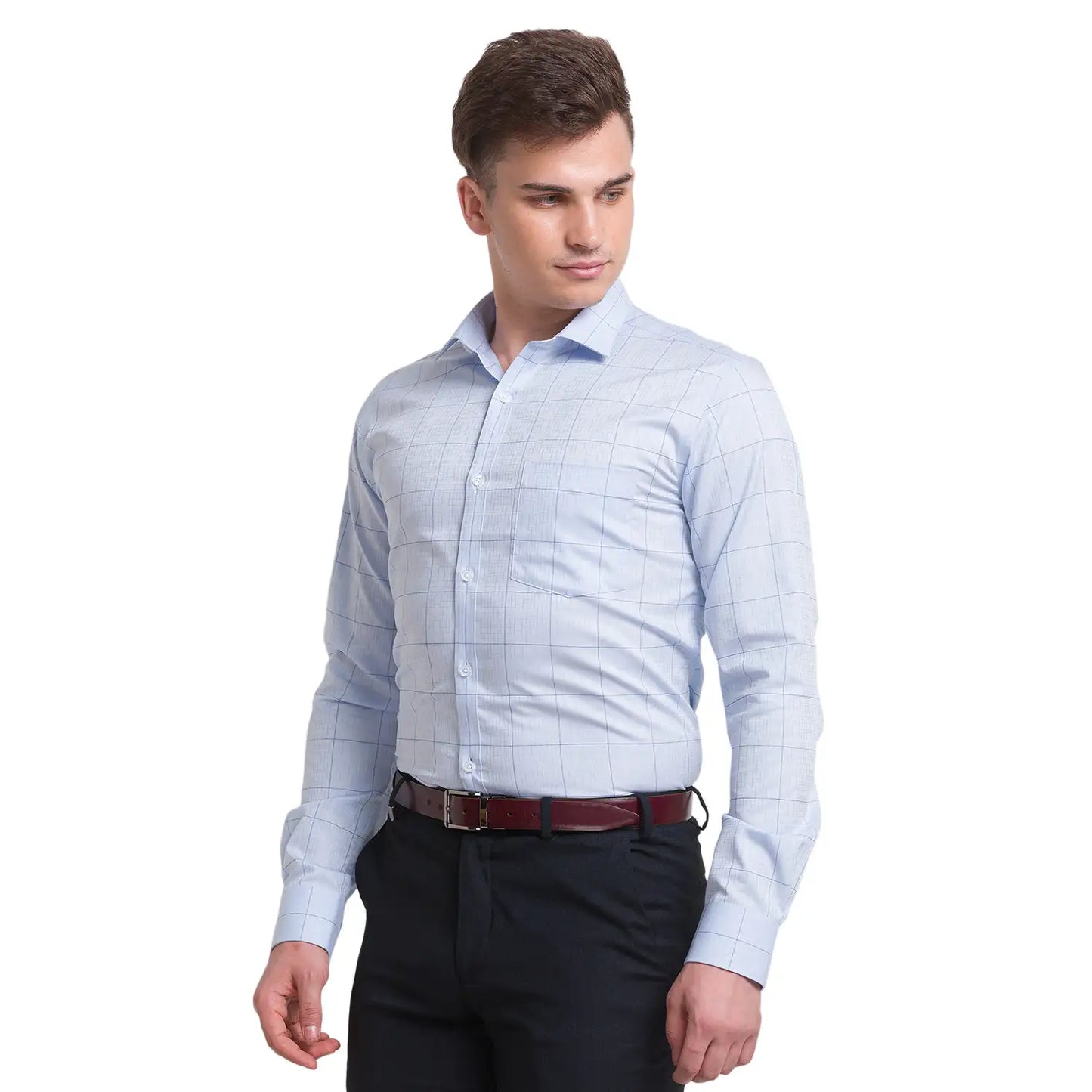 Men Slim Fit Light Blue Shirt
