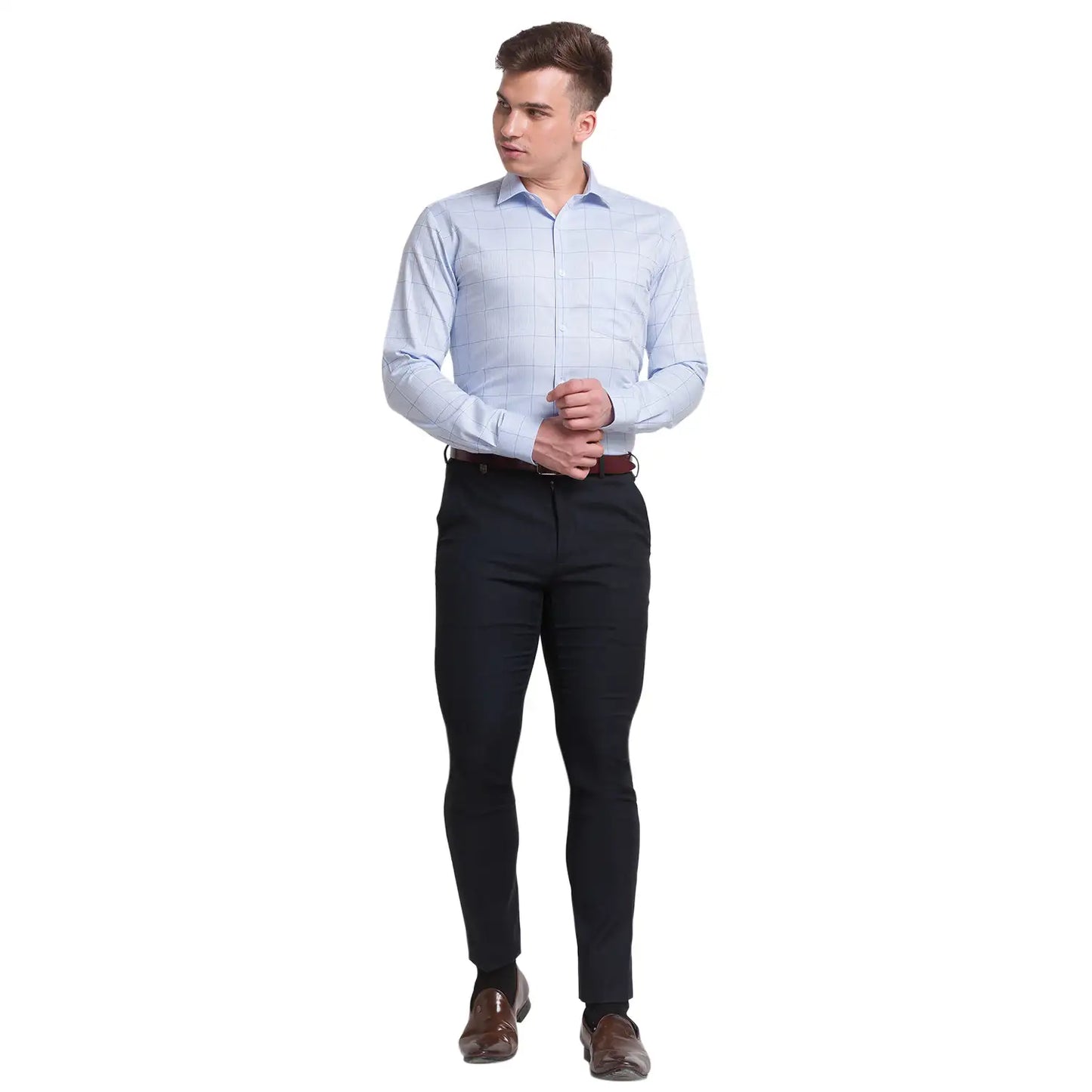 Men Slim Fit Light Blue Shirt