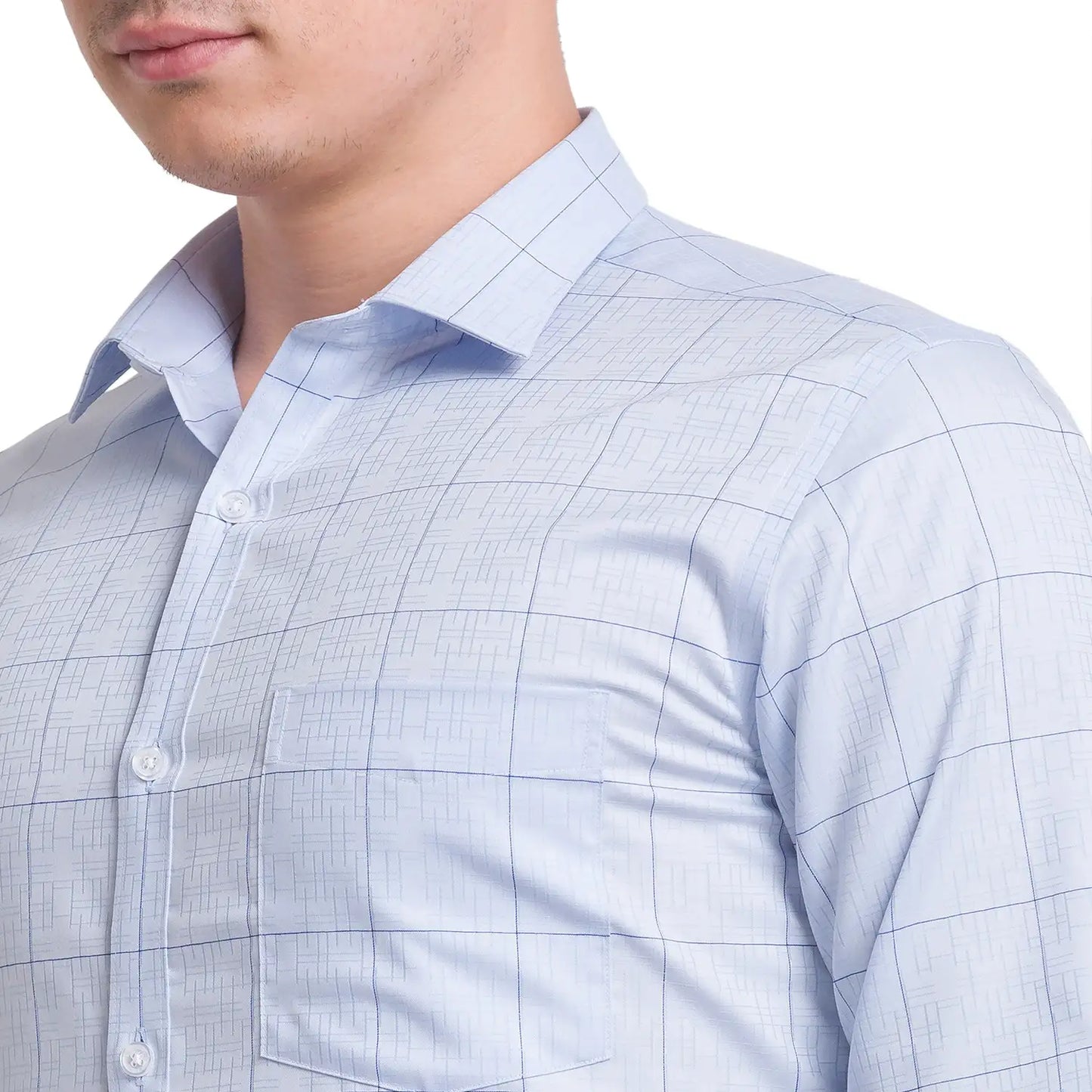 Men Slim Fit Light Blue Shirt