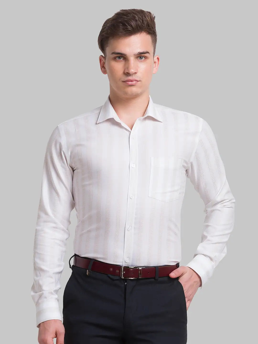Men Slim Fit Dark Blue Shirt