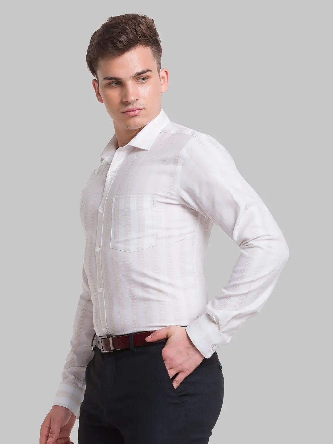 Men Slim Fit Dark Blue Shirt