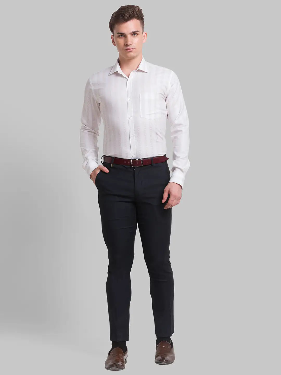 Men Slim Fit Dark Blue Shirt