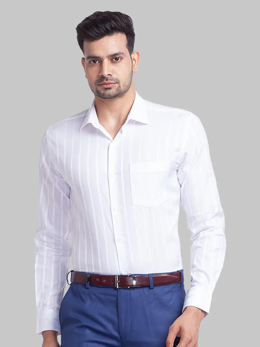 Men Slim Fit Light Blue Shirt