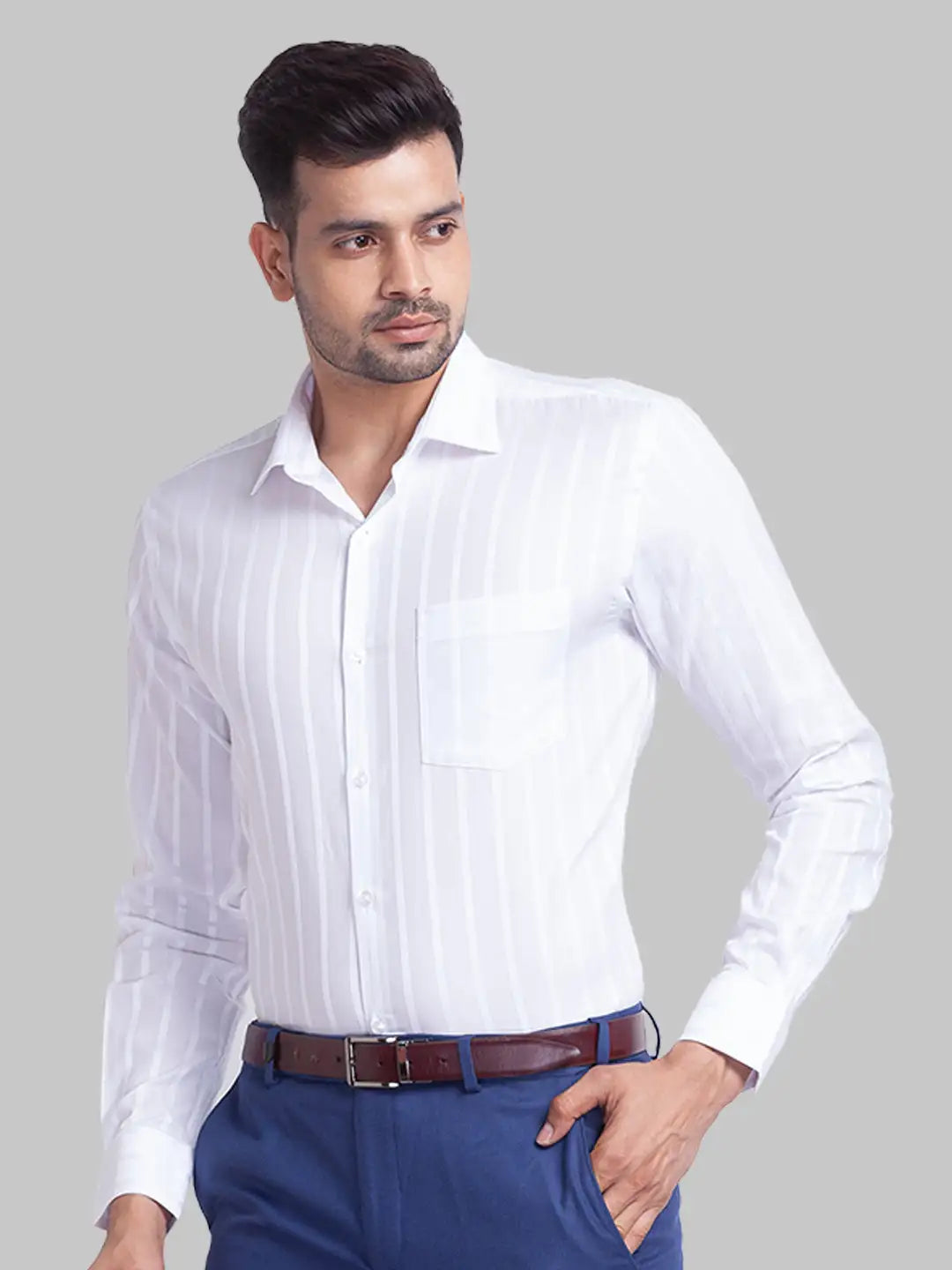 Men Slim Fit Light Blue Shirt