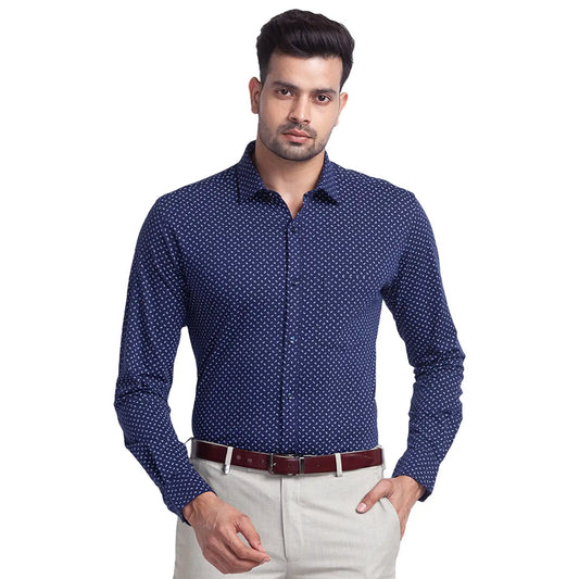 Men Slim Fit Blue Shirt