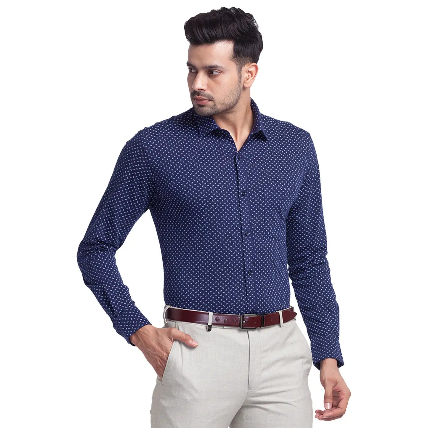 Men Slim Fit Blue Shirt