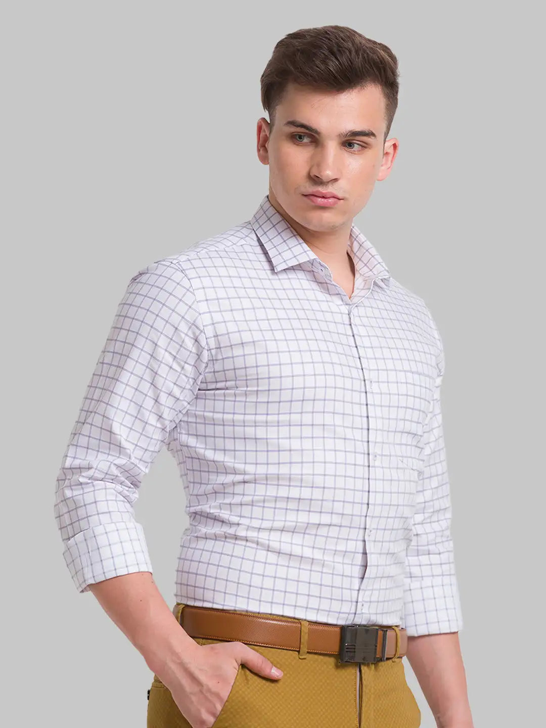 Men Slim Fit Light Blue Shirt