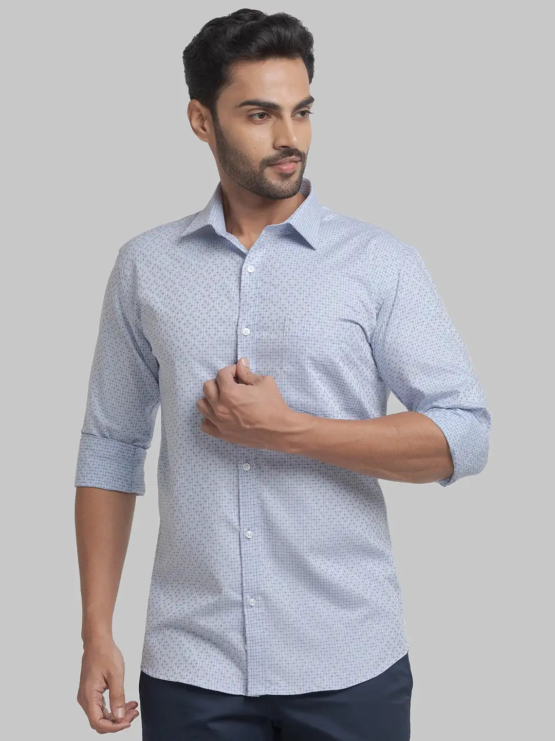 Men Slim Fit Light Green Shirt