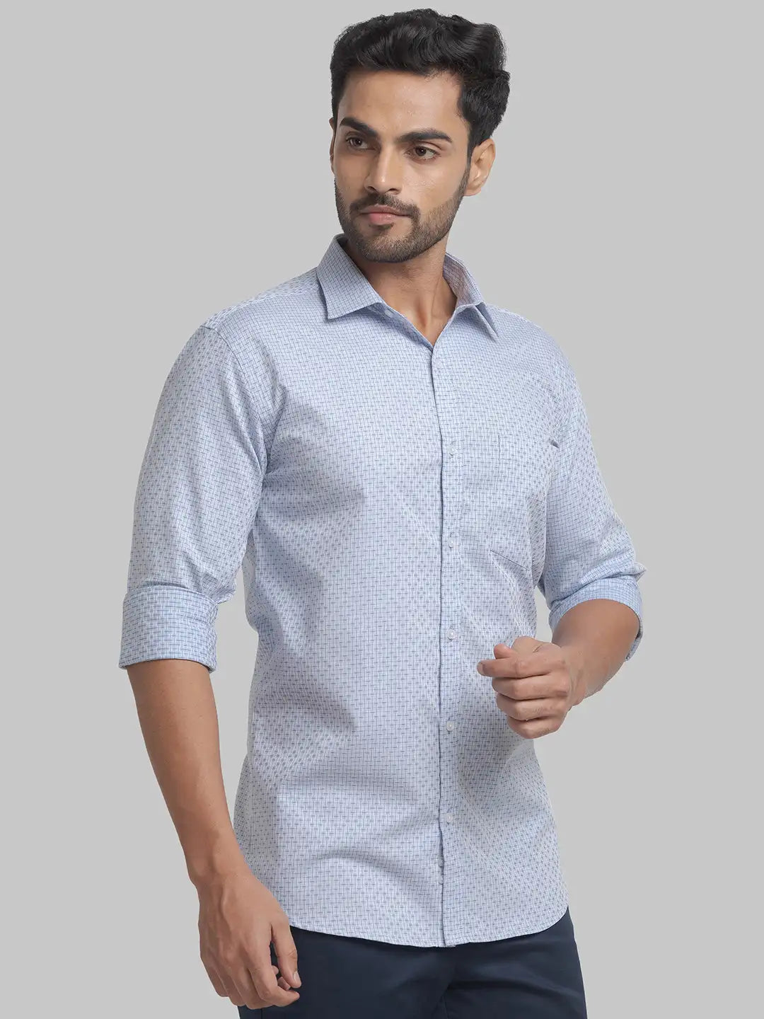 Men Slim Fit Light Green Shirt