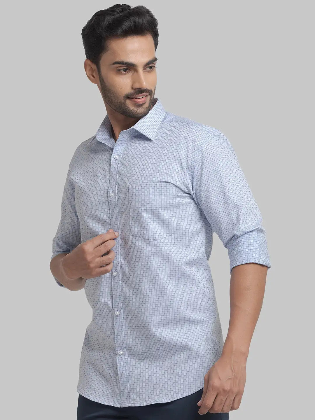Men Slim Fit Light Green Shirt