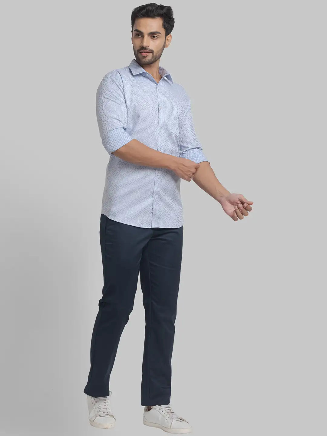 Men Slim Fit Light Green Shirt