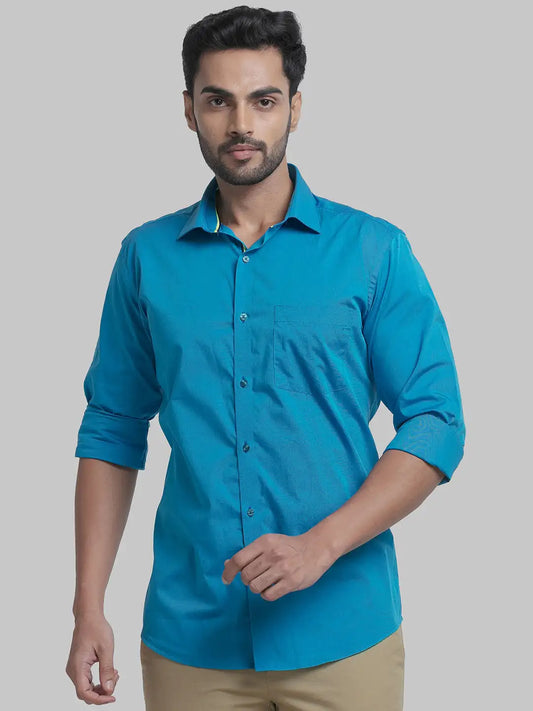 Men Slim Fit Light Blue Shirt