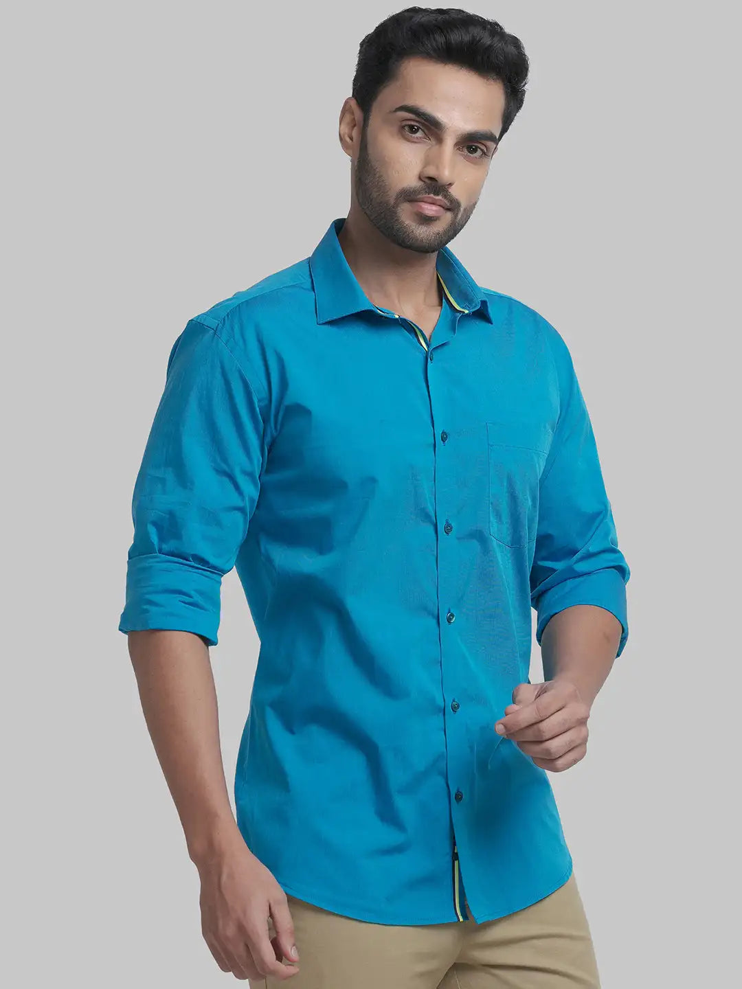 Men Slim Fit Light Blue Shirt