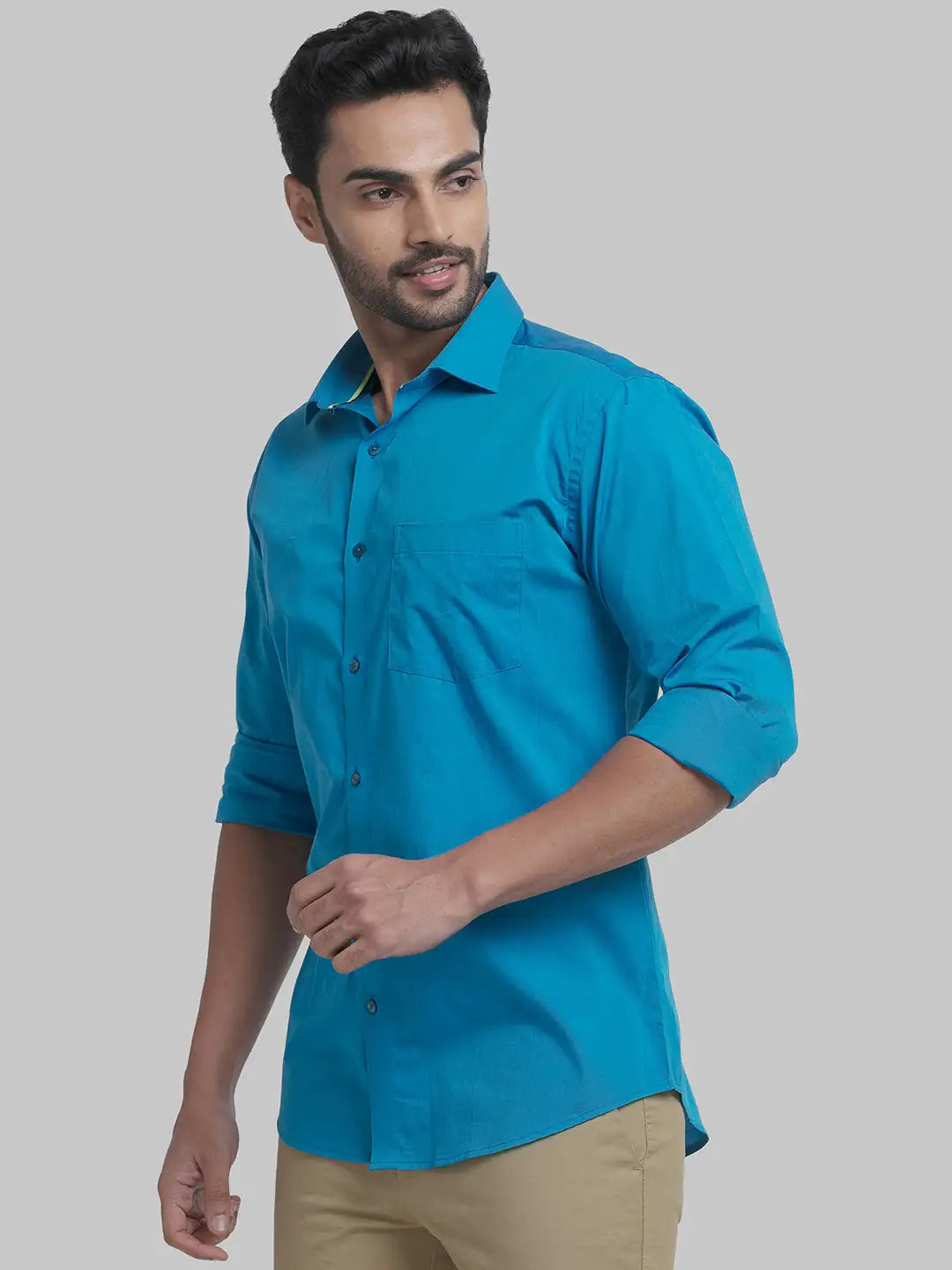 Men Slim Fit Light Blue Shirt