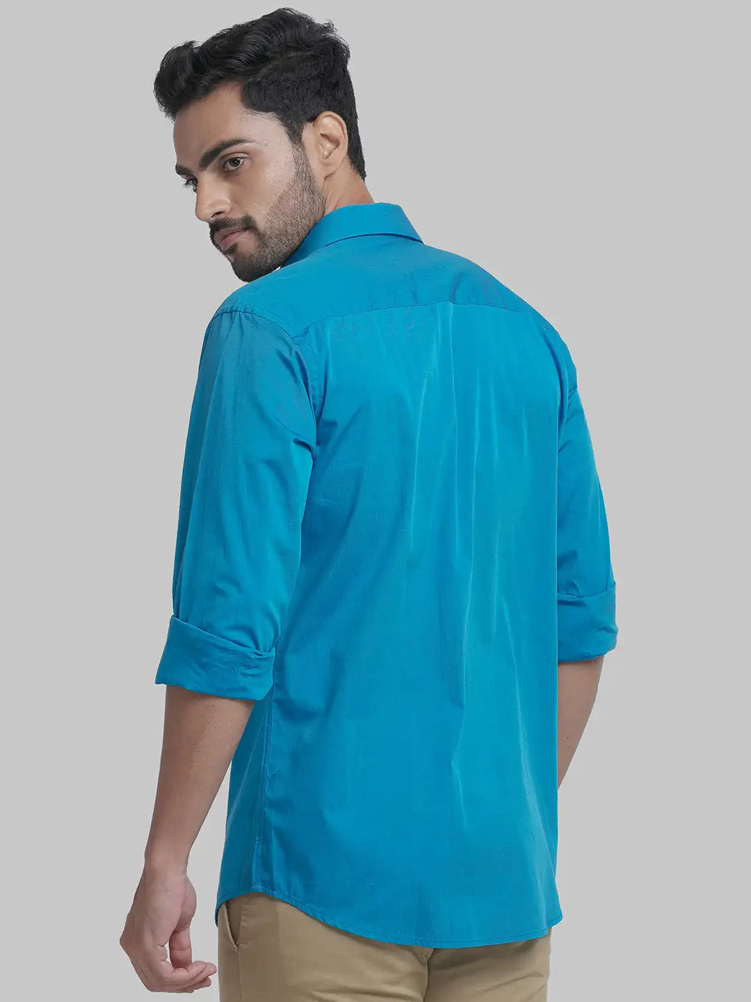 Men Slim Fit Light Blue Shirt
