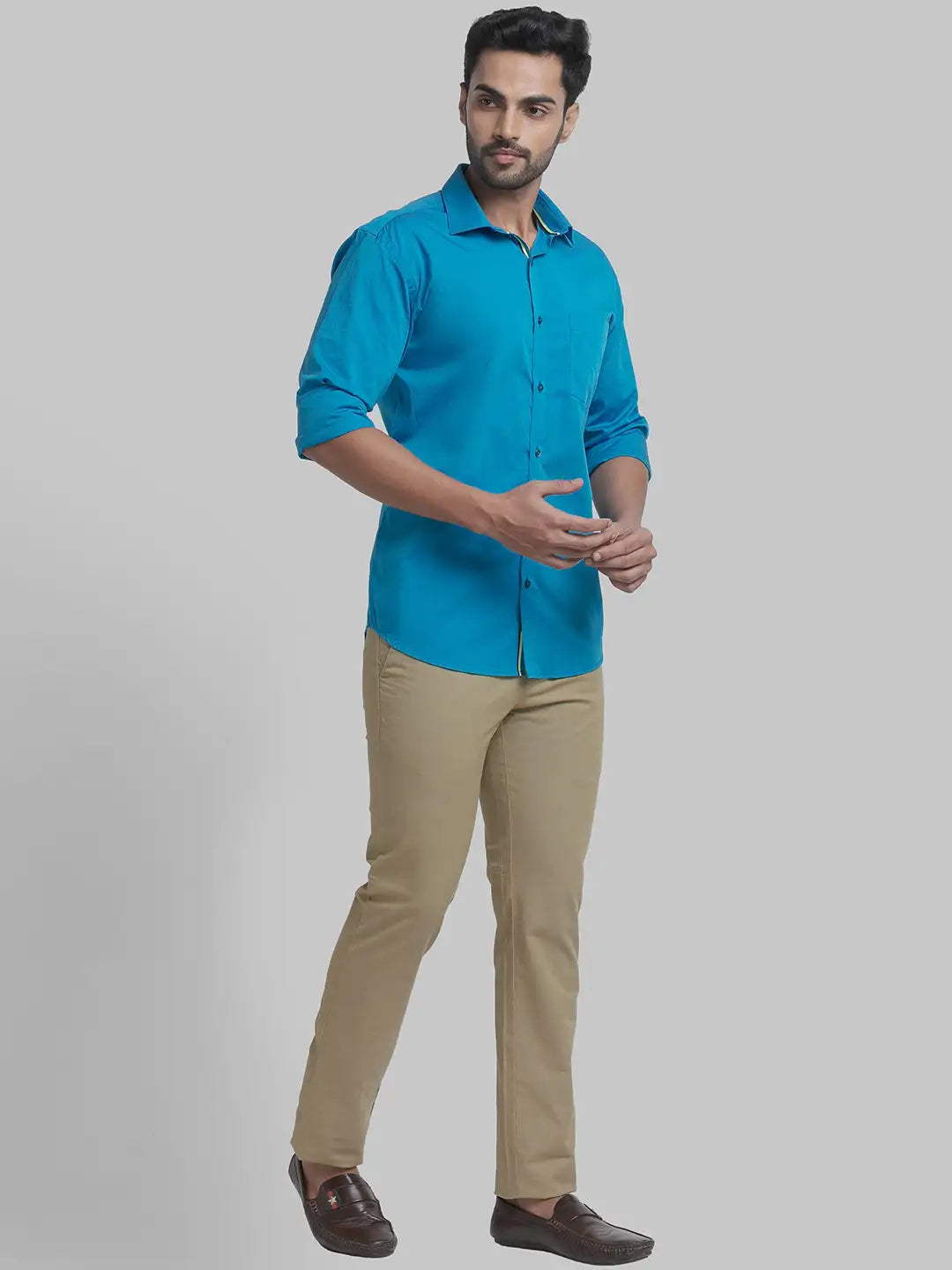 Men Slim Fit Light Blue Shirt