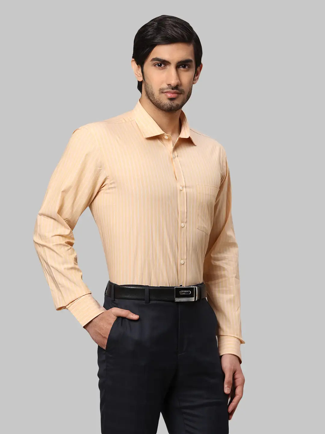 Men Slim Fit Yellow Shirt