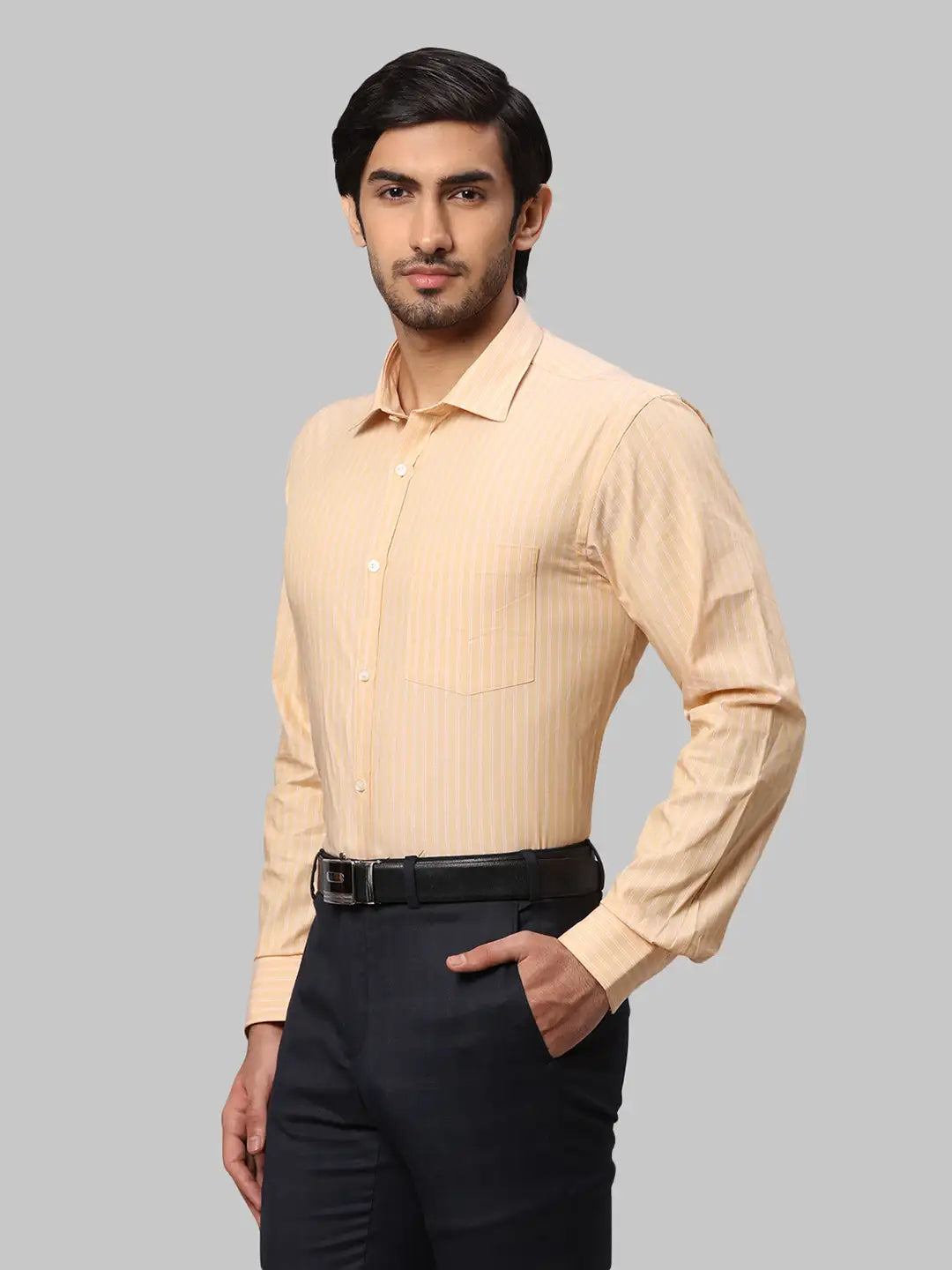 Men Slim Fit Yellow Shirt
