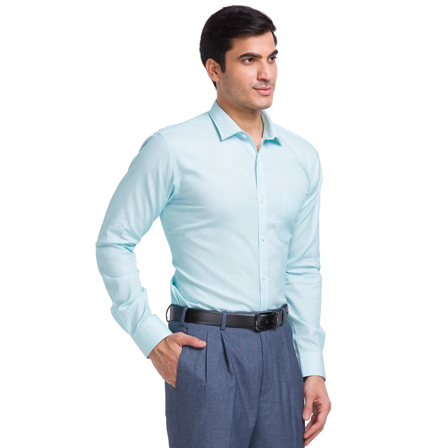Men Slim Fit Light Blue Shirt