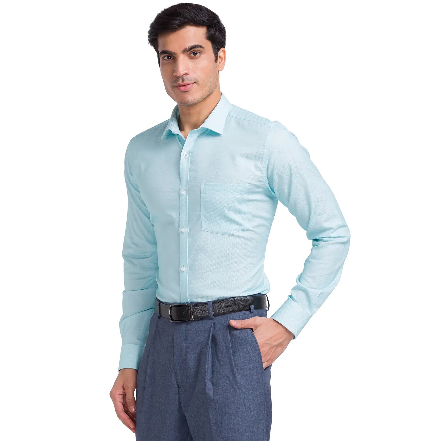 Men Slim Fit Light Blue Shirt