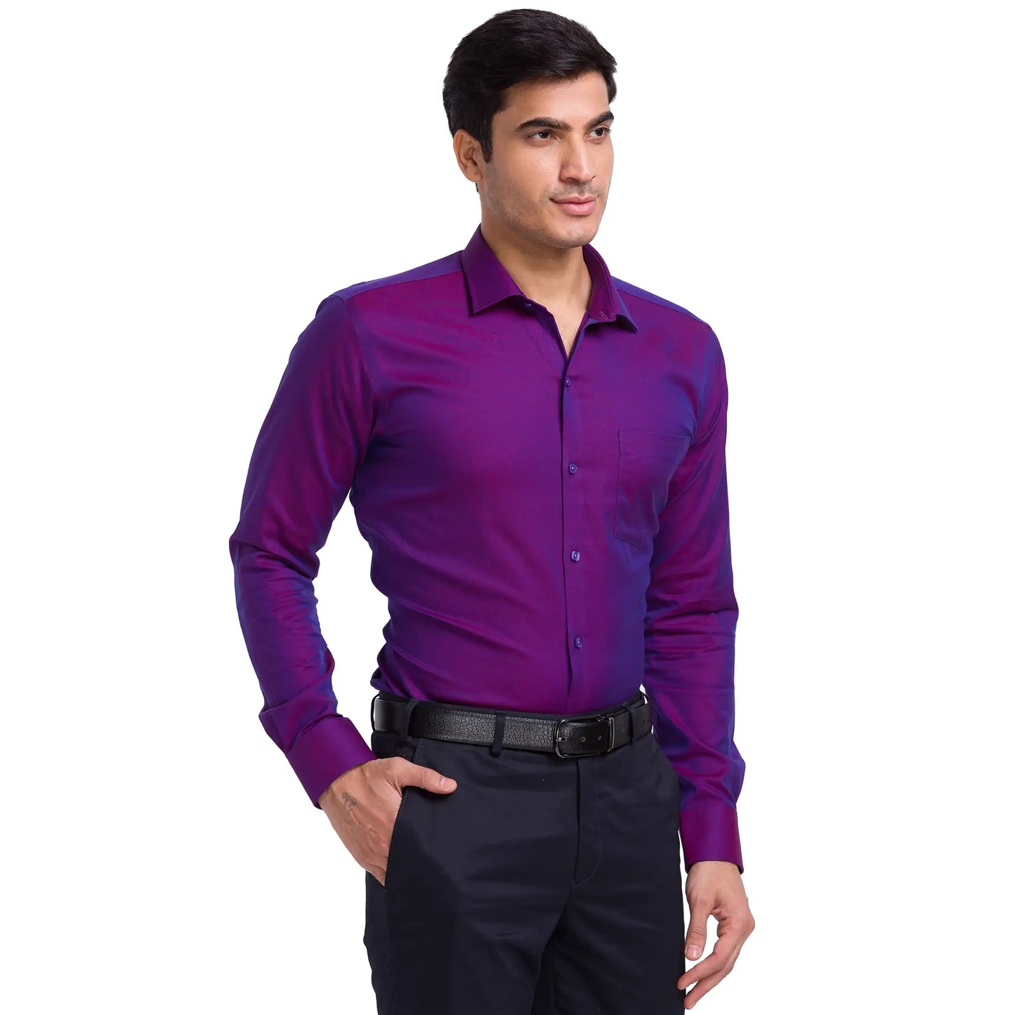 Men Slim Fit Violet Shirt