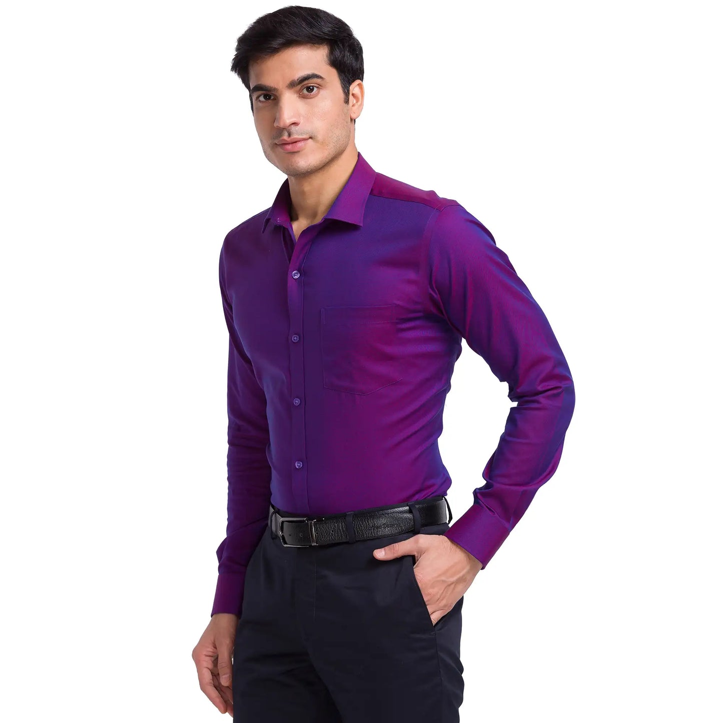 Men Slim Fit Violet Shirt