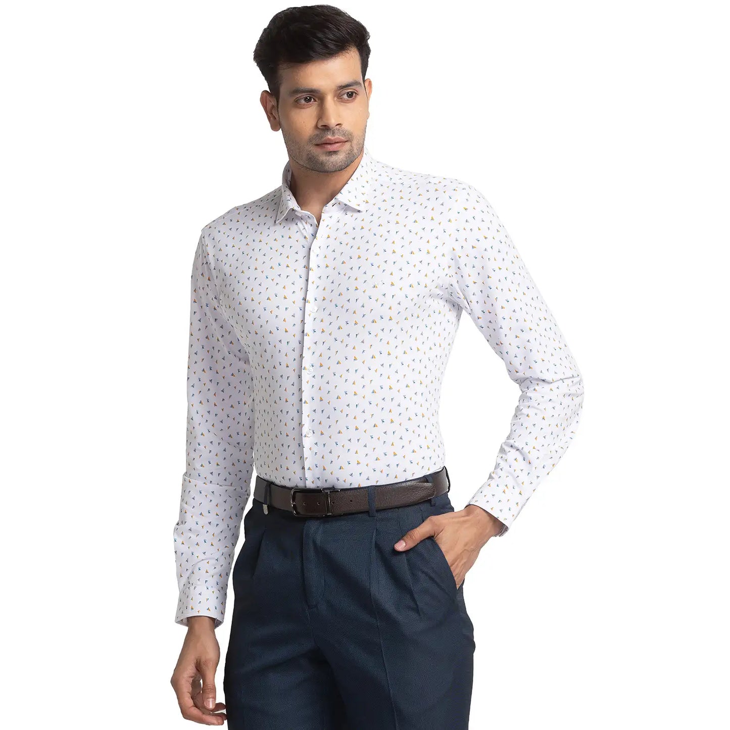Men Slim Fit Light Teal Shirt