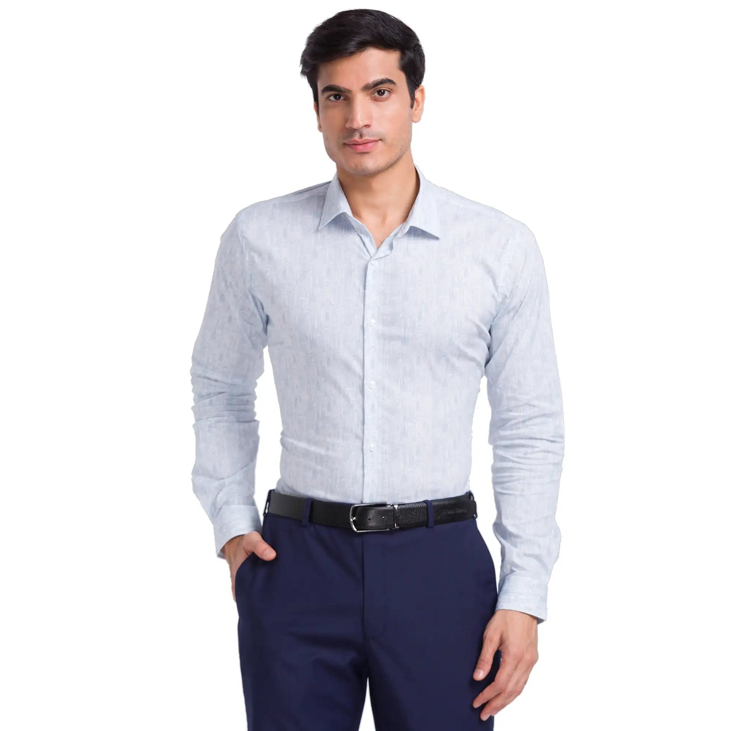Men Slim Fit Light Blue Shirt