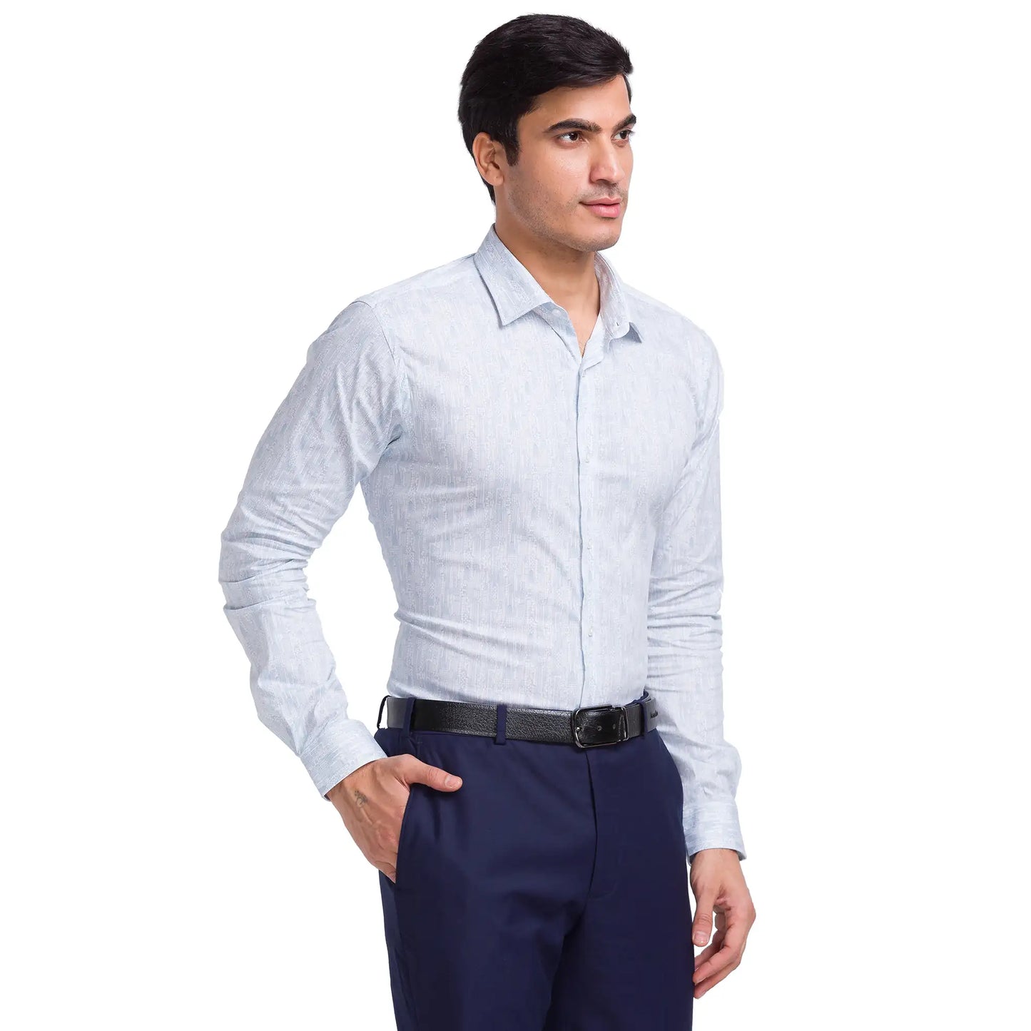 Men Slim Fit Light Blue Shirt