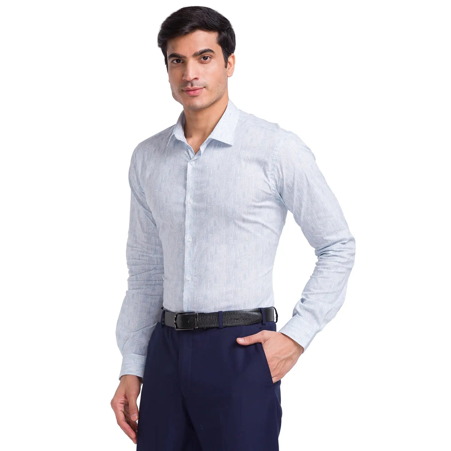 Men Slim Fit Light Blue Shirt