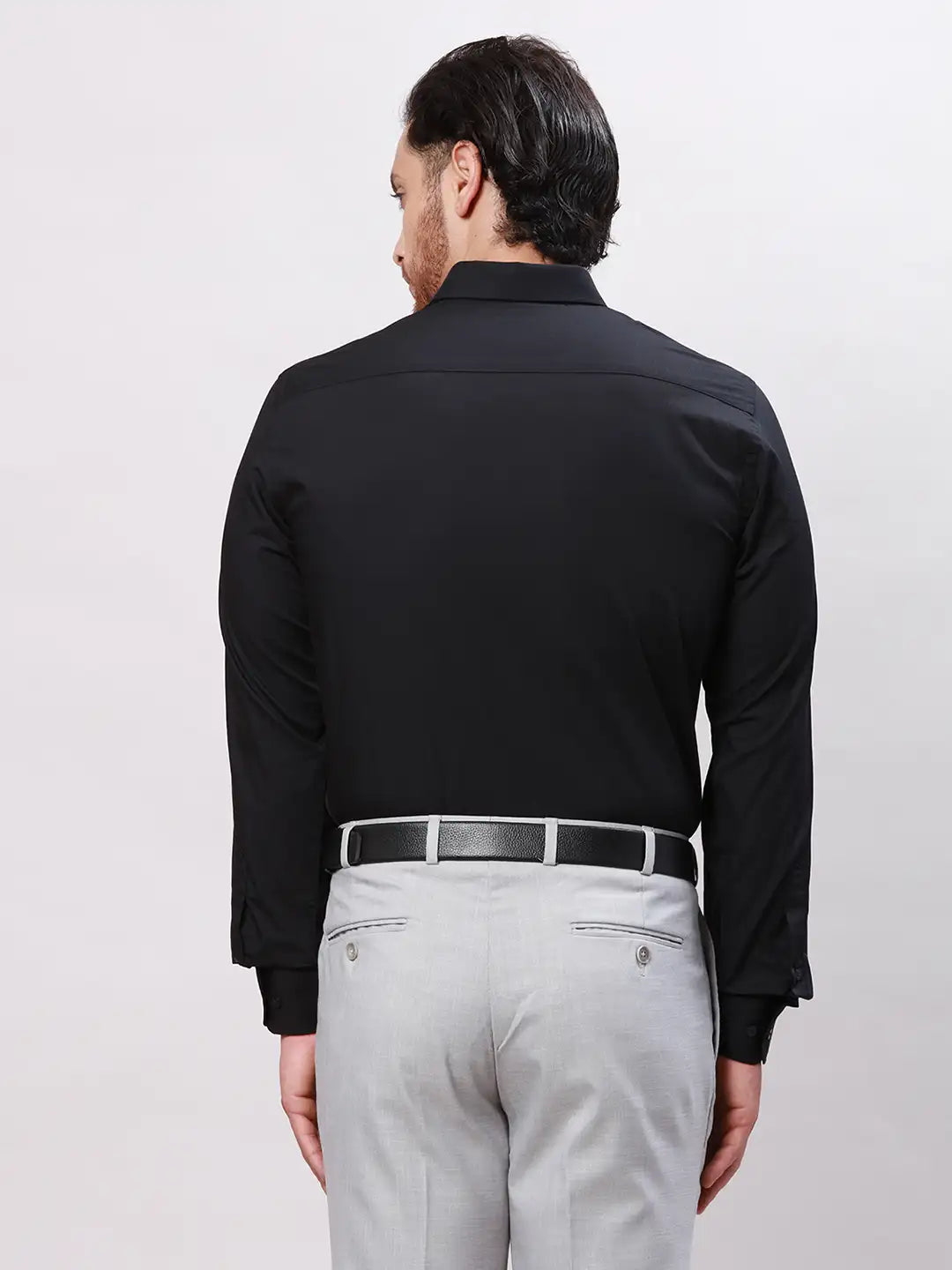 Men Black Slim Fit Twill Cotton Shirts