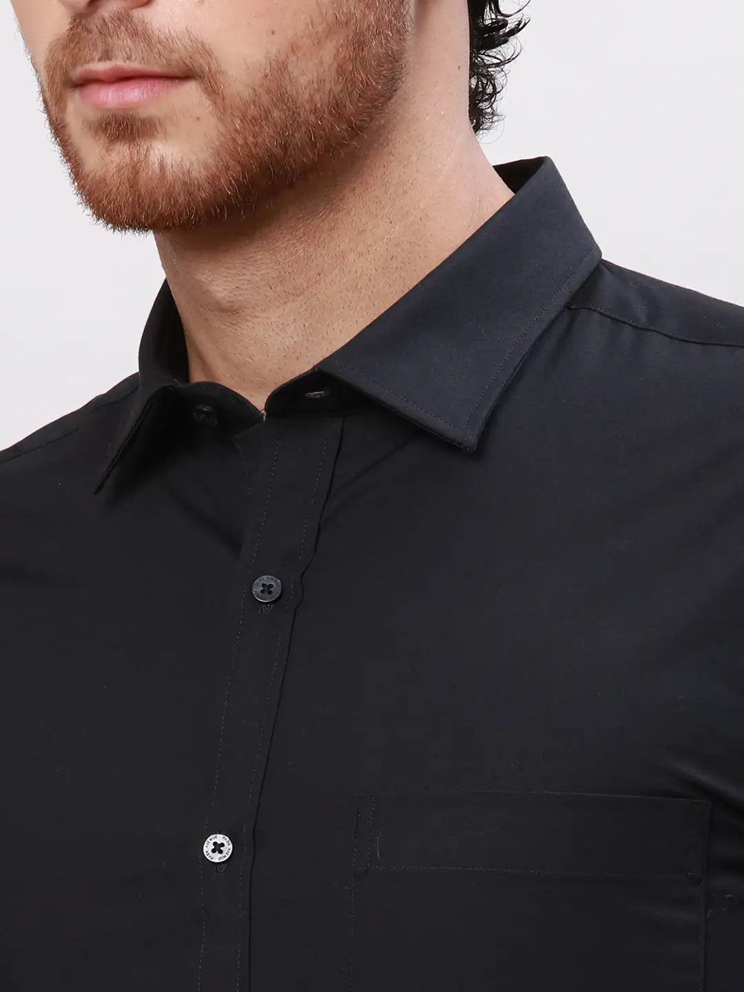 Men Black Slim Fit Twill Cotton Shirts