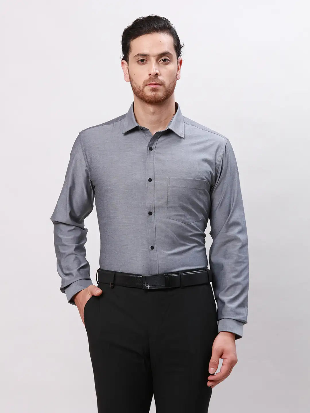 Men Blue Slim Fit Fil-A-Fil Cotton Shirts