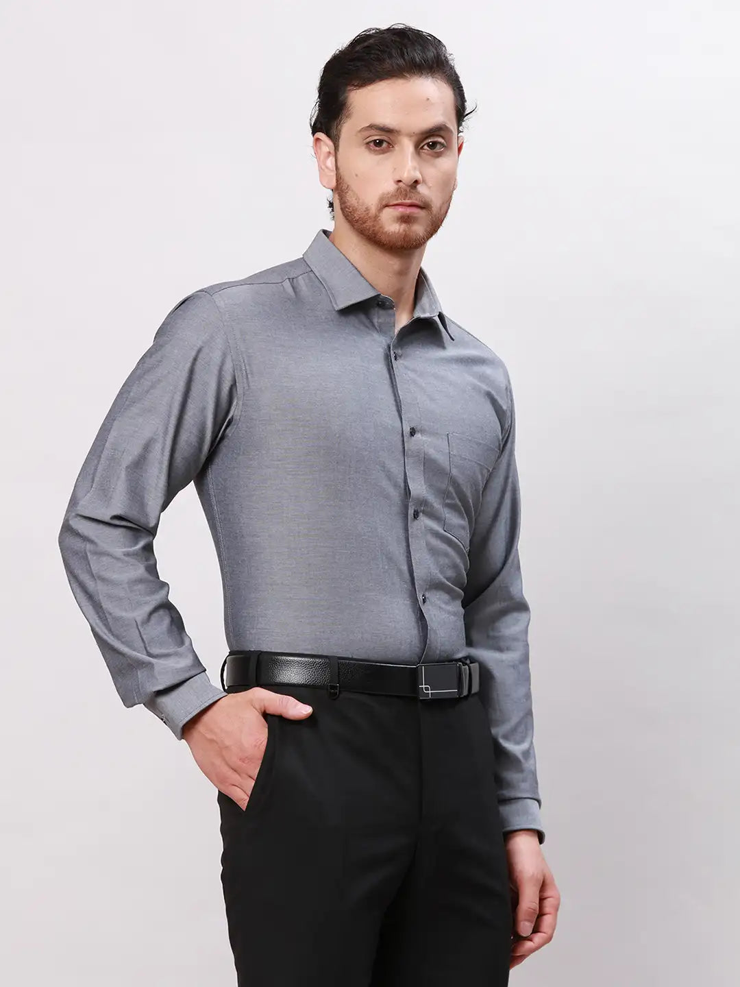 Men Blue Slim Fit Fil-A-Fil Cotton Shirts