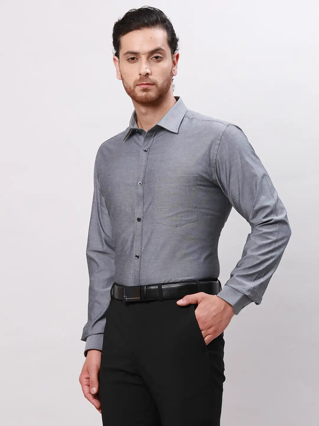 Men Blue Slim Fit Fil-A-Fil Cotton Shirts